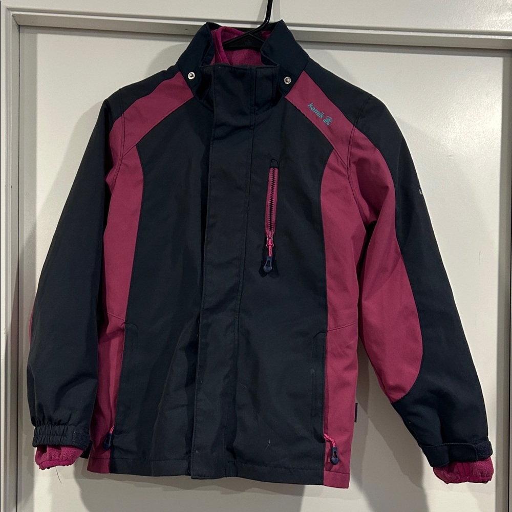 Kamik Black and Pink Kids Snow Coat